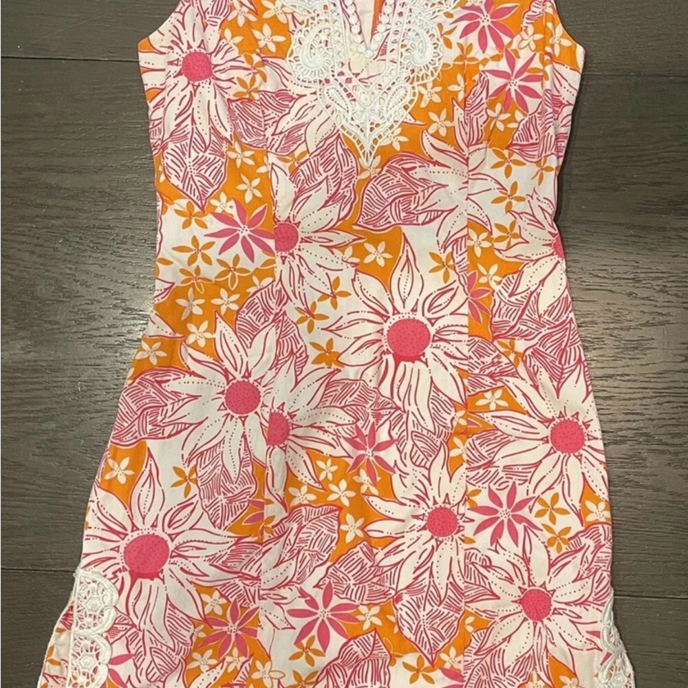 Lilly Pulitzer Women's Fuschia/Orange/White Floral Dress size 2